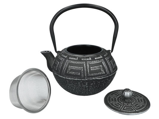 Liatinová čajová kanvica so sitkom 1200 ml - čierny dekor