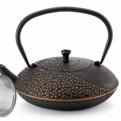 Liatinová čajová kanvica so sitkom 1100 ml - čierny dekor