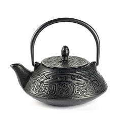 Liatinová čajová kanvica so sitkom 750 ml - čierny dekor